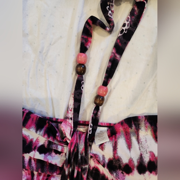 Caren Sport Strapless Dress in Pink and Black. SKU F12 - Picture 5 of 9